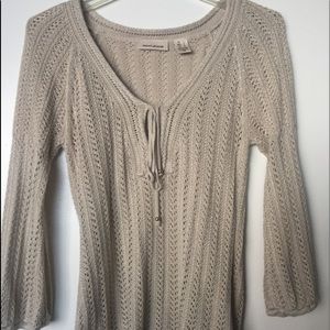 Light Beige Knit Long Sleeve Top